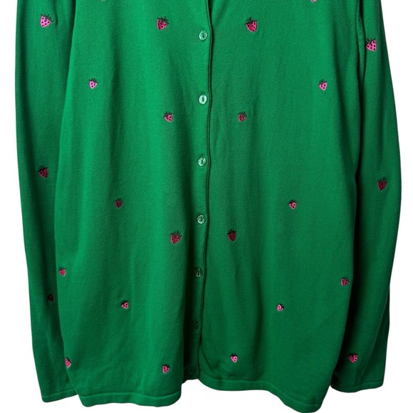 Vintage Quacker Factory Strawberry Embroidered Cardigan Novelty Eclectic XL - Picture 4 of 11